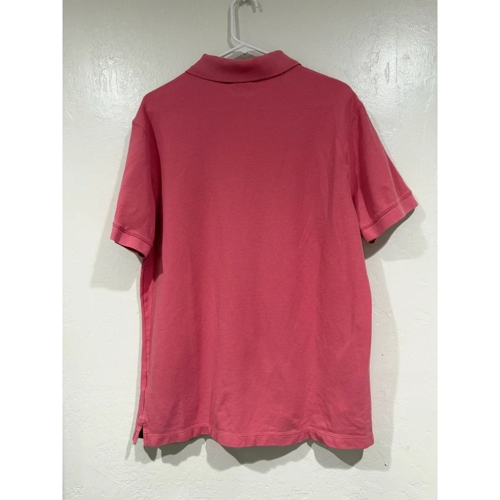 Patagonia Mens Organic Cotton Pique Polo Shirt Coral Pink Large Short Sleeve